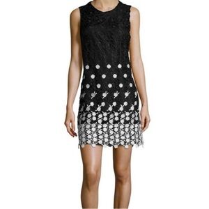 Karl Lagerfeld Paris Black White Floral Lace Sheath Dress Size 2 like-new
